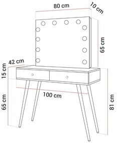 TOALETNÝ STOLÍK KATHLEEN SHINE KAŠMÍR LESK + ZLATÉ NOHY + ZRKADLO