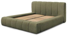 Zelená čalúnená dvojlôžková posteľ s úložným priestorom s roštom 140x190 cm Denali – Bobochic Paris