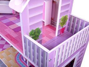 Jokomisiada Drevený domček s LED osvetlením - ružový