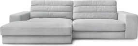 Svetlosivá zamatová rohová pohovka (ľavý roh/s leňoškou) Sierra – Bobochic Paris