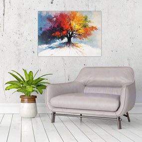 Sklenený obraz - Pestrofarebný strom (70x50 cm)