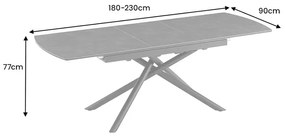 Jedálenský stôl MIKADO 180-230 cm rozkladací s keramickou doskou z grafitového mramoru