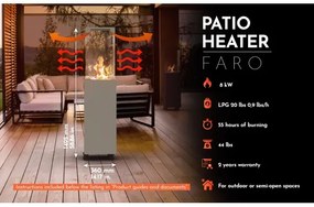 Planika Faro GAS - Vonkajší plynový krb 142x36 cm 8kW šedá + ochranný kryt