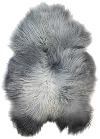 Šedá strieborná kože s čiernymi končekmi z Islandskej ovce Iceland grey - 115 * 75 * 5cm