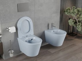 Mexen Rico, závesné WC Rimless s WC doskou slim, duroplast, šedá-modrá matná, 30724069
