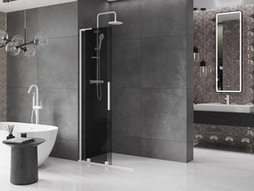 Mexen Velar L, posuvná sprchová zástena Walk-in 100 x 200 cm, 8mm šedé sklo, biela matná, 871-100-003-43-20