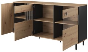 Vitrína Madeira 3D (dub artisan + čierny antracit). Akcia -21%. Vlastná spoľahlivá doprava až k Vám domov. 1071365