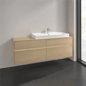 VILLEROY &amp; BOCH Collaro závesná skrinka pod umývadlo na dosku (umývadlo vpravo), 4 zásuvky, s LED osvetlením, 1600 x 500 x 548 mm, Nordic Oak, C030B0VJ