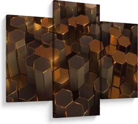 Obraz - Bronzové hexagóny (90x60 cm)