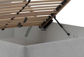 Posteľ Glory 140x200 cm, svetlo šedá látka, s matracom