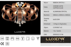 Krištáľ stropné svietidlo copper LUXERA 64410 RIBBON Ø60 40W