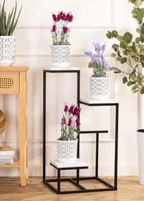 STOJAN NA KVETINÁČ KASKADA 79X40X40 CM ČIERNA/BIELA