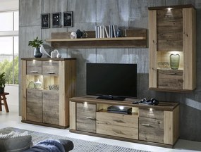 Obývacia stena Grande, dub artisan / dub Ribbeck, s osvetlením