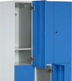 Šatníková skrinka S1 s úložnými boxmi, 6 boxov, 1850 x 900 x 500 mm, otočný zámok, zelené dvere