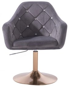 LuxuryForm DESIGN Kreslo ROMA VELUR na zlatom tanieri - tmavo šedé