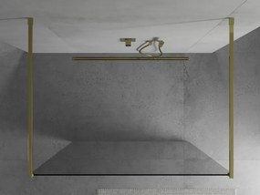 Mexen Kioto, priechodná sprchová zástena 100 x 200 cm, 8mm číre sklo, 2x zlatá stabilizačná rozpera, 800-100-002-50-00