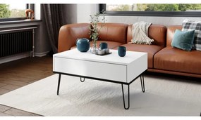 Konferenčný stôl so zdvíhacou doskou a poličkou HALIJA biela/čierna