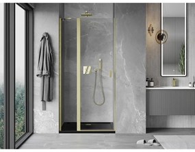 Mexen MIST, 1-krídlové sprchové dvere (1d+1s) 75x200 cm, 6mm číre sklo, zlatý matný profil, 8A4-075-000-55-00