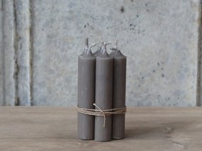 Šedá ľanová úzka krátka sviečka Short dinner linen - Ø 2 * 11cm / 4.5h