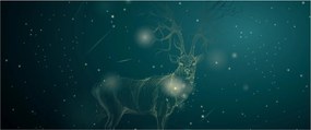 Obraz - Magický jeleň v noci (120x50 cm)