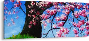 Obraz maľované rozkvitnuté čerešne (120x50 cm)