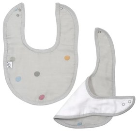 Sivý mušelínový podbradník Kindsgut Dots