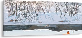 Obraz - Líška v zimnej krajine (120x50 cm)