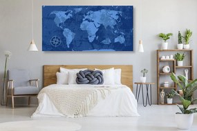 Obraz na korku historická mapa sveta v modrom prevedení