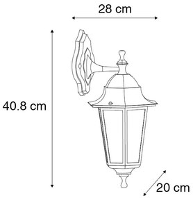 Klasická vonkajšia nástenná lampa čierna IP44 - New Orleans down