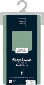 Zelená napínacia bavlnená plachta 90x190 cm Lina – douceur d'intérieur