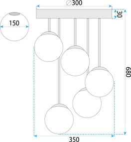 Toolight Toolight, stropné svietidlo 5xE27, APP1816-5CPR, čierna matná, OSW-00666