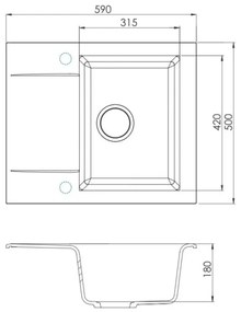 ALVEUS 1149116 - Kuchynský drez GEM 59x50 cm granit/čierna