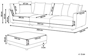 3-miestna čalúnená pohovka s taburetom svetlosivá SIGTUNA Beliani