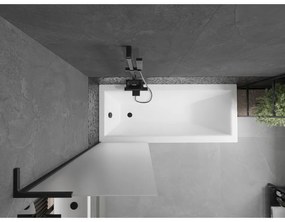 Mexen Next L, 1-krídlová vaňová zástena 60 x 150 cm, 6mm sklo námraza, čierny profil, 895-060-000-03-30-70