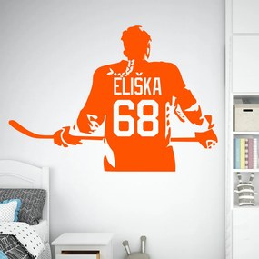 Veselá Stena Samolepka Hokejistka s menom Farba: oranžová, Veľkosť: 80 x 56 cm
