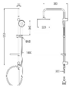Mexen Carl sprchová zostava s dažďovou sprchou a sprchová batéria Pecos, čierna, 72740240-70