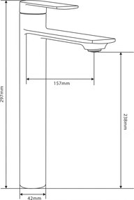 Mexen Zero, vysoká umývadlová batéria h-297, chrómová, 71110-00