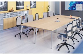 Rokovací stôl PRIMO OMEGA, 2000 x 900 mm, biela podnož, wenge