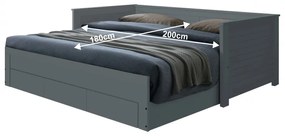 Jednolôžková posteľ s prístelkou Goreta - sivá