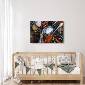 Obraz lyžíc s korením (90x60 cm)