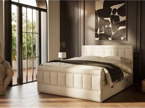 Béžová boxspring posteľ s úložným priestorom 200x200 cm Caya – Maison de Rêve