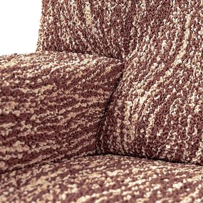 Bielastické poťahy UNIVERSO NOVÉ žíhané hnedé dvojkreslo (š. 120 - 160 cm)