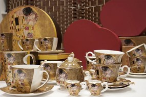 HOME ELEMENTS Súprava 6 kusov - šálky 250 ml s podšálkami a lyžičkami, Klimt Bozk