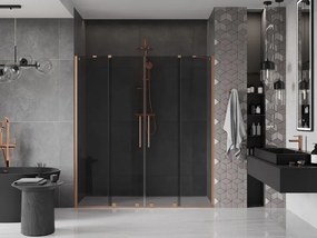 Mexen Velar Duo, posuvné sprchové dvere do otvoru 180 cm, 8mm šedé sklo, medená matná, 871-180-000-42-65