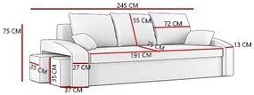 Pohovka Hamida (sivá + biela) (s taburetkou) . Vlastná spoľahlivá doprava až k Vám domov. 1067067