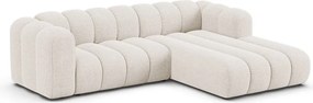 Krémovobiela ženilková rohová pohovka (pravý roh/s leňoškou) Lupine – Micadoni