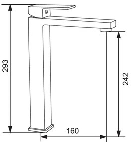 Mexen Uno, vysoká umývadlová batéria h-293, chrómová, 71410-00