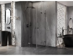 Mexen Lunar-F Duo, skladací sprchový kút 100 x 100 cm, 8mm číre sklo, grafitový profil, 836-100L-100P-95-00