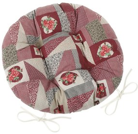 Bellatex Sedák EMA okrúhly prešívaný Patchwork bordó, 40 cm