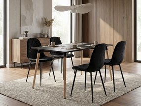 Jedálenský set 1 + 4, čierny stôl ADRIA 120x80 cm + čierna zamatová stolička ASTI s čiernymi nohami